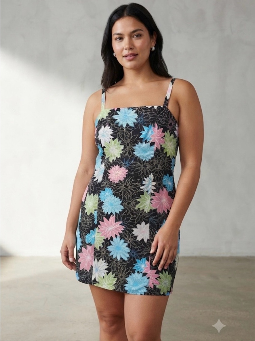 NWT Rafaella Floral Flower Mini Dress sleeveless vibrant floral pattern 14